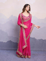 Beautiful Pink Color Georgette Fabric Designer Saree