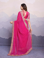Beautiful Pink Color Georgette Fabric Designer Saree
