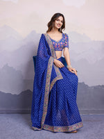 Beautiful Blue Color Georgette Fabric Designer Saree