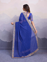 Beautiful Blue Color Georgette Fabric Designer Saree