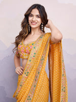 Beautiful Yellow Color Georgette Fabric Designer Saree