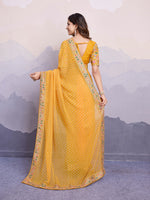 Beautiful Yellow Color Georgette Fabric Designer Saree
