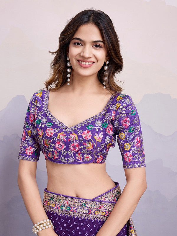 Beautiful Purple Color Georgette Fabric Designer Saree