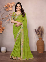 Beauteous Green Color Georgette Fabric Partywear Saree