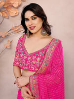 Beauteous Pink Color Georgette Fabric Partywear Saree
