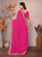 Beauteous Pink Color Georgette Fabric Partywear Saree