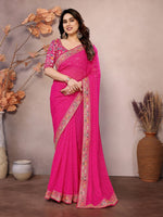 Beauteous Pink Color Georgette Fabric Partywear Saree