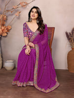 Beauteous Purple Color Georgette Fabric Partywear Saree