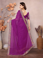 Beauteous Purple Color Georgette Fabric Partywear Saree