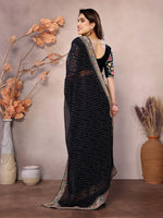 Beauteous Black Color Georgette Fabric Partywear Saree