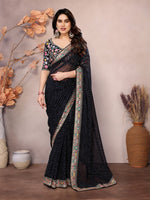 Beauteous Black Color Georgette Fabric Partywear Saree