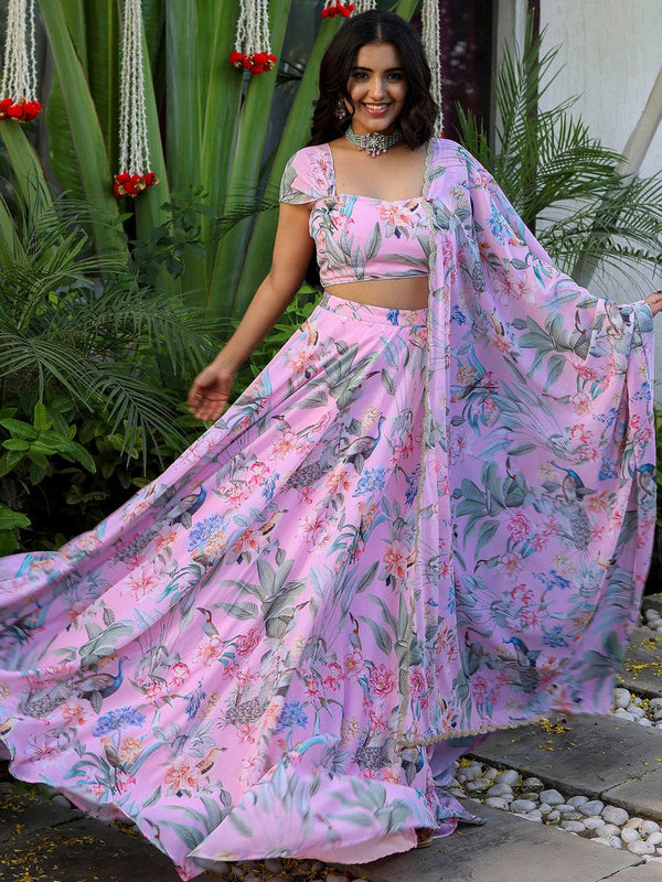 Amazing Pink Color Georgette Fabric Designer Lehenga