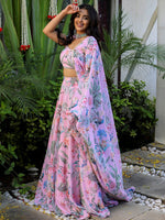 Amazing Pink Color Georgette Fabric Designer Lehenga