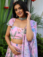 Amazing Pink Color Georgette Fabric Designer Lehenga