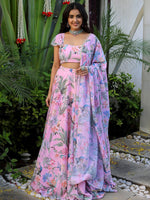 Amazing Pink Color Georgette Fabric Designer Lehenga
