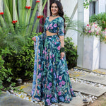 Amazing Teal Color Georgette Fabric Designer Lehenga