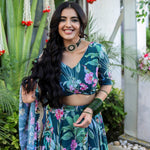 Amazing Teal Color Georgette Fabric Designer Lehenga