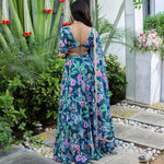 Amazing Teal Color Georgette Fabric Designer Lehenga