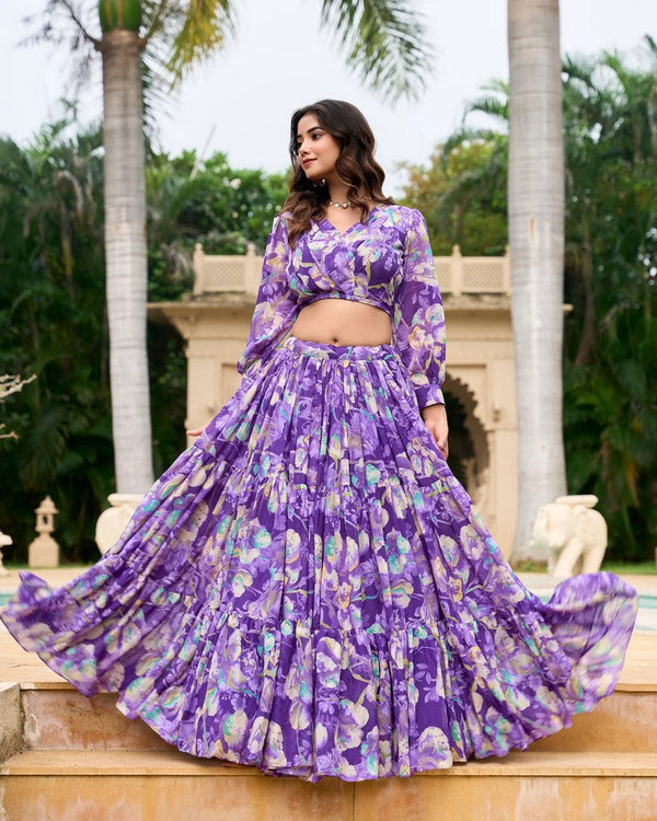 Amazing Purple Color Georgette Fabric Designer Lehenga