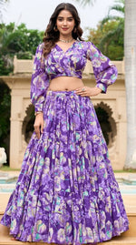 Amazing Purple Color Georgette Fabric Designer Lehenga