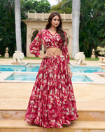Amazing Red Color Georgette Fabric Designer Lehenga