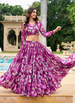 Amazing Purple Color Georgette Fabric Designer Lehenga