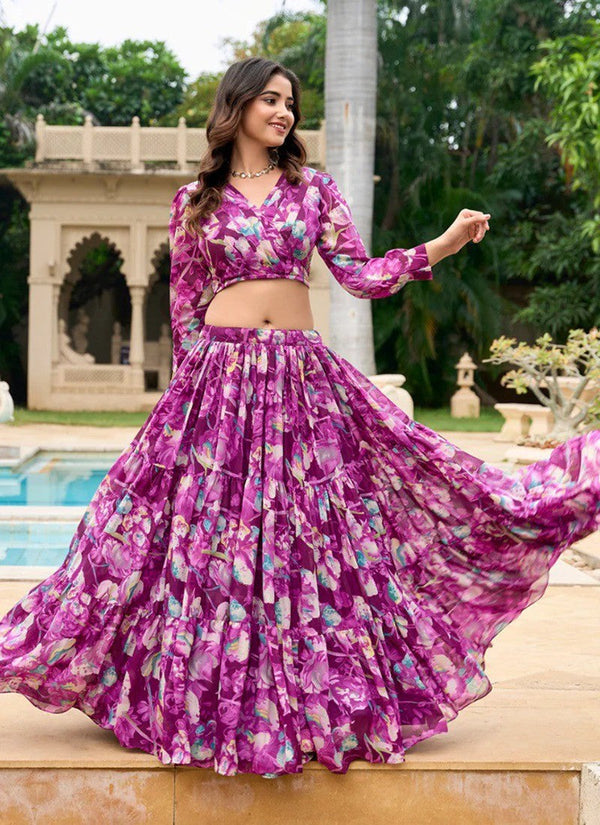 Amazing Purple Color Georgette Fabric Designer Lehenga