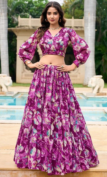 Amazing Purple Color Georgette Fabric Designer Lehenga