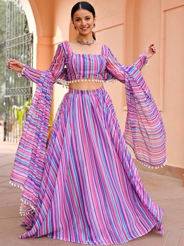Amazing Purple Color Georgette Fabric Designer Lehenga