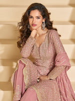 Divine Pink Color Georgette Fabric Designer Suit