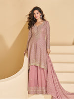 Divine Pink Color Georgette Fabric Designer Suit