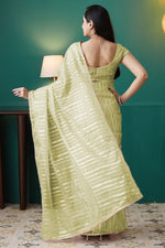 Amazing Green Color Organza Fabric Designer Saree