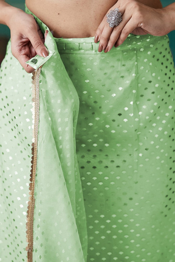 Amazing Green Color Organza Fabric Designer Saree