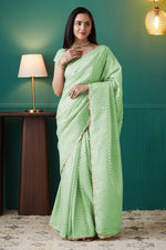 Amazing Green Color Organza Fabric Designer Saree