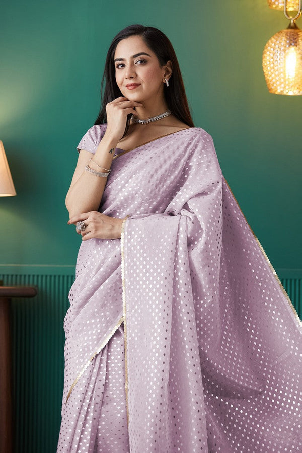 Amazing Purple Color Organza Fabric Designer Saree