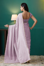 Amazing Purple Color Organza Fabric Designer Saree