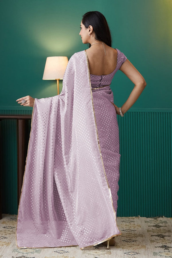 Amazing Purple Color Organza Fabric Designer Saree