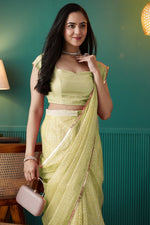 Graceful Green Color Organza Fabric Designer Saree
