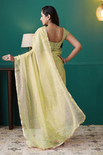 Graceful Green Color Organza Fabric Designer Saree