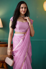Graceful Purple Color Organza Fabric Designer Saree