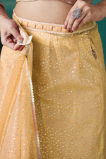 Graceful Yellow Color Organza Fabric Designer Saree