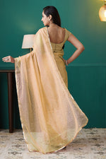 Graceful Yellow Color Organza Fabric Designer Saree