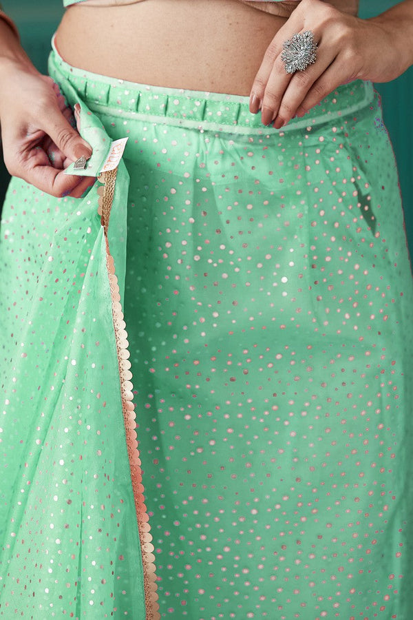 Graceful Green Color Organza Fabric Designer Saree