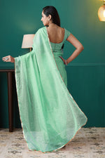 Graceful Green Color Organza Fabric Designer Saree