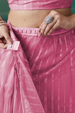 Graceful Pink Color Organza Fabric Designer Saree