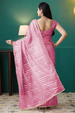 Graceful Pink Color Organza Fabric Designer Saree