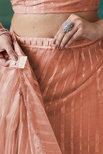 Graceful Peach Color Organza Fabric Designer Saree