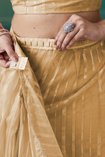 Graceful Yellow Color Organza Fabric Designer Saree