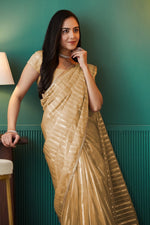 Graceful Yellow Color Organza Fabric Designer Saree