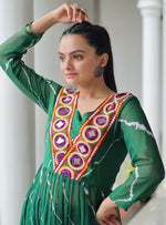 Amazing Green Color Georgette Fabric Cotton Kurti